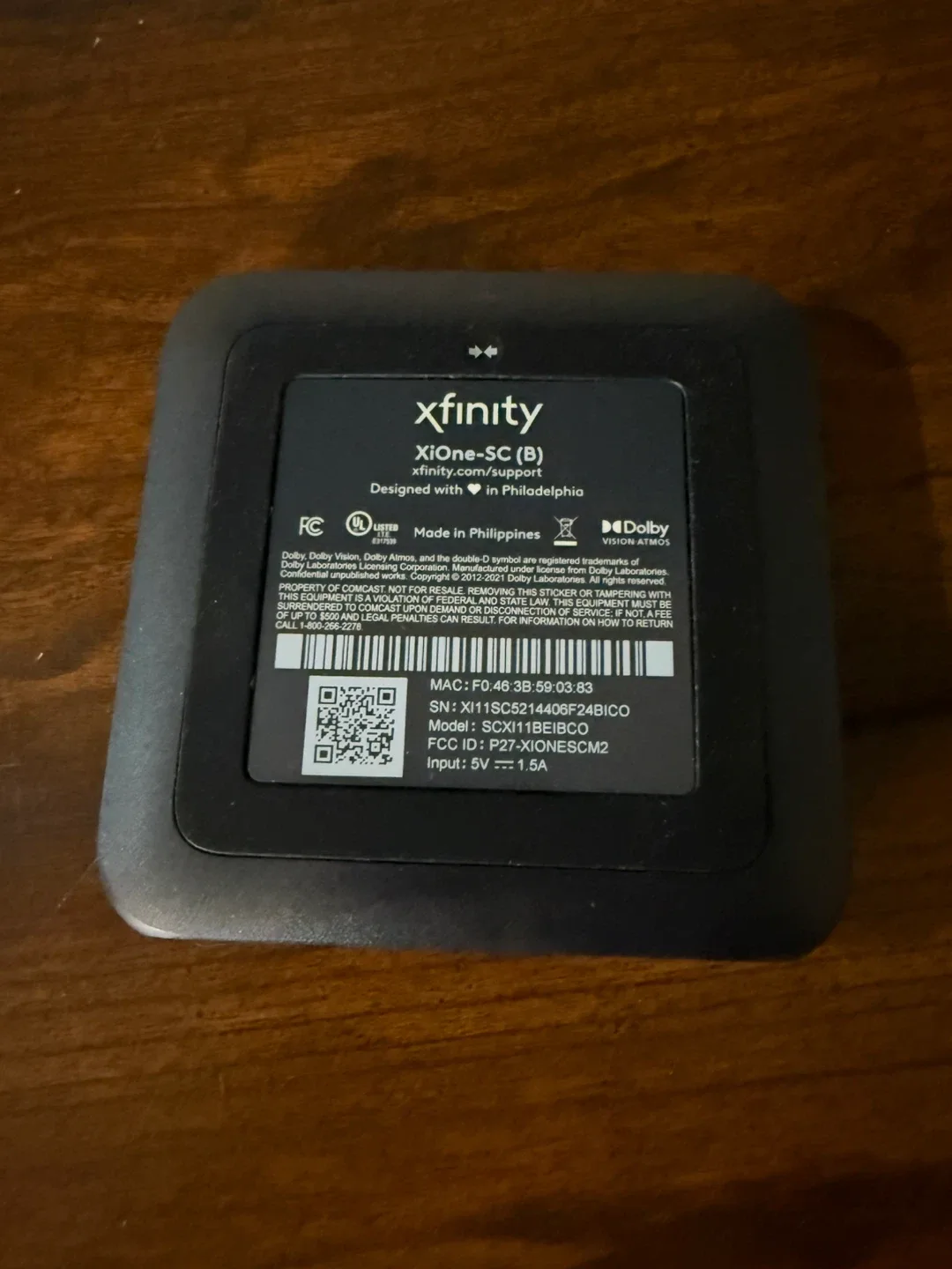 Xfinity XiOne-SC(B) Streaming Device image indicator(5)