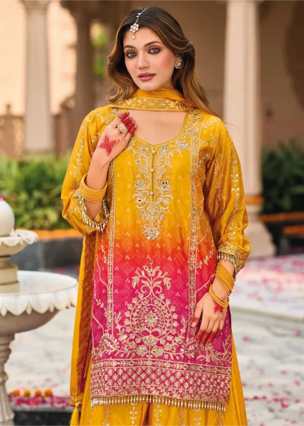 Beautiful Yellow colour Embroidered Salwar Kameez Suit image indicator(2)
