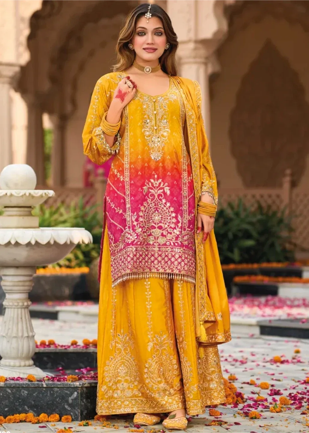 Beautiful Yellow colour Embroidered Salwar Kameez Suit