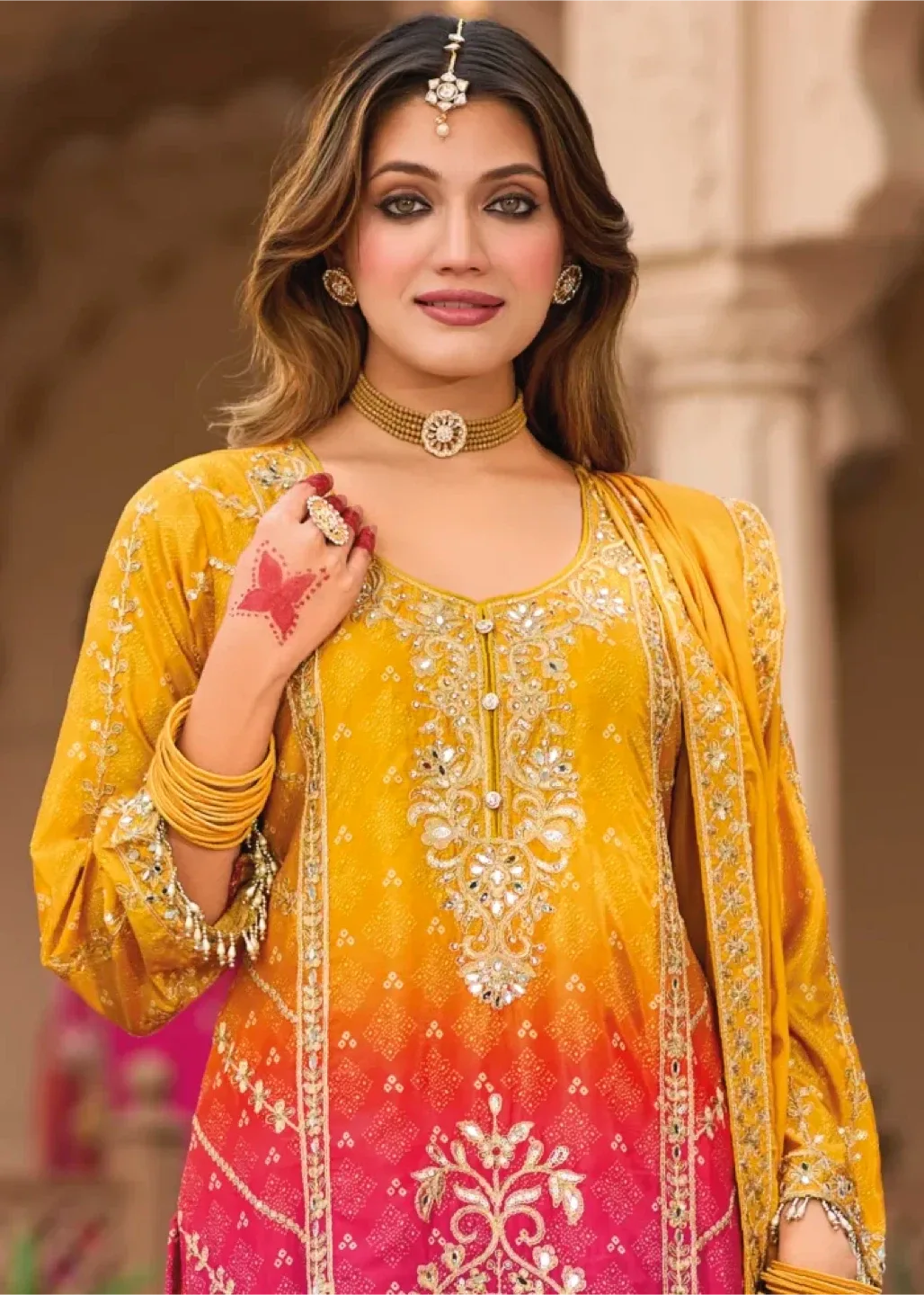 Beautiful Yellow colour Embroidered Salwar Kameez Suit image indicator(4)