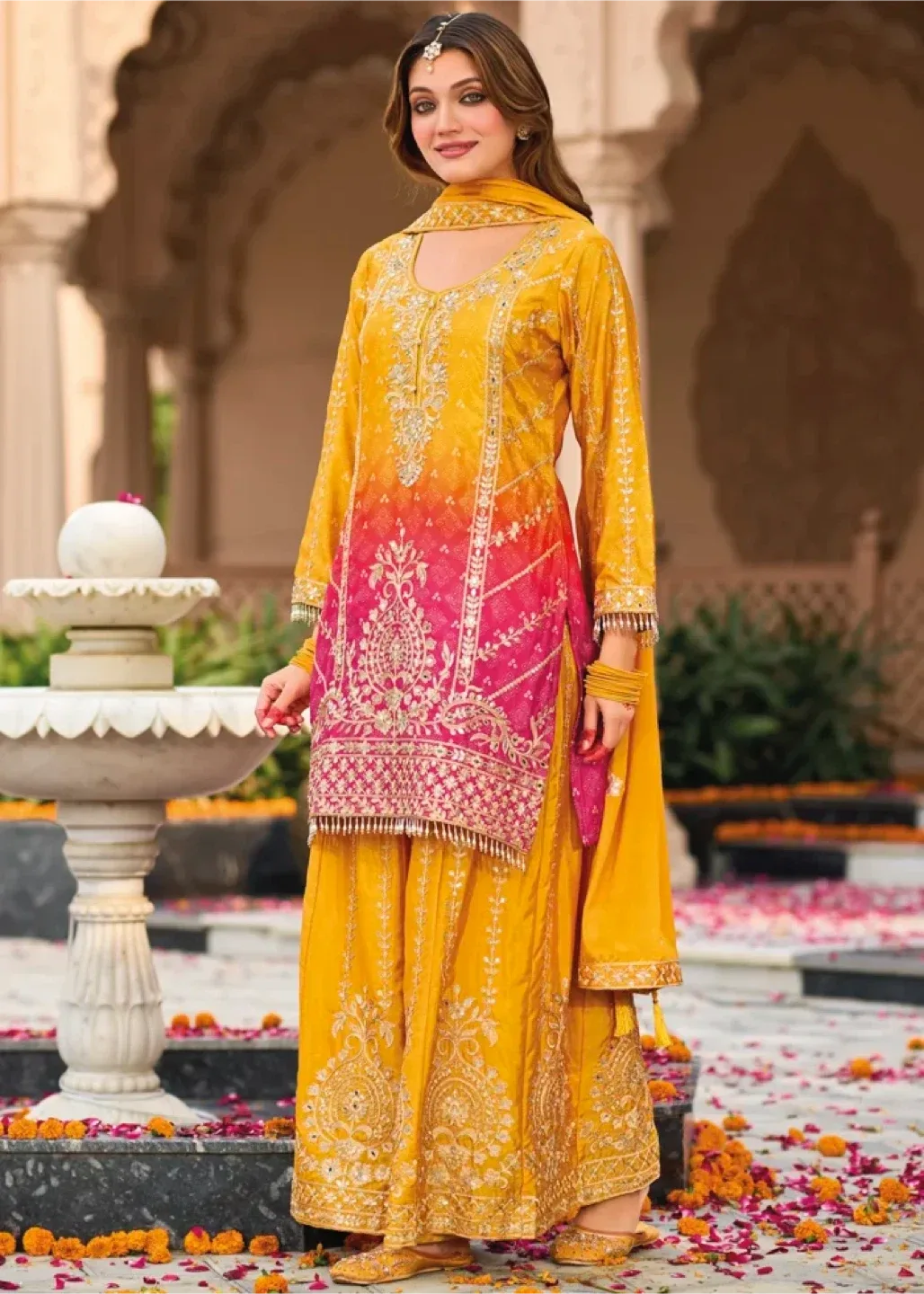 Beautiful Yellow colour Embroidered Salwar Kameez Suit image indicator(3)