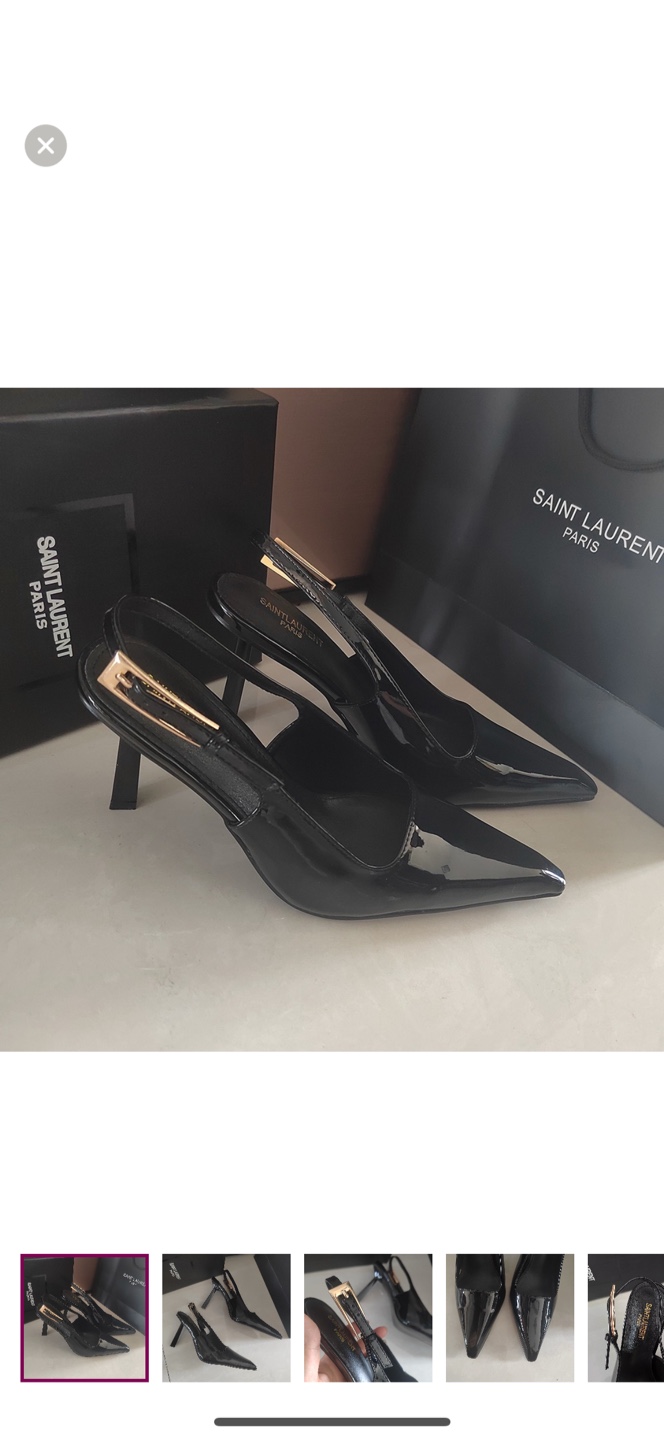 Saint Laurent Black Patent Leather Slingback Heels