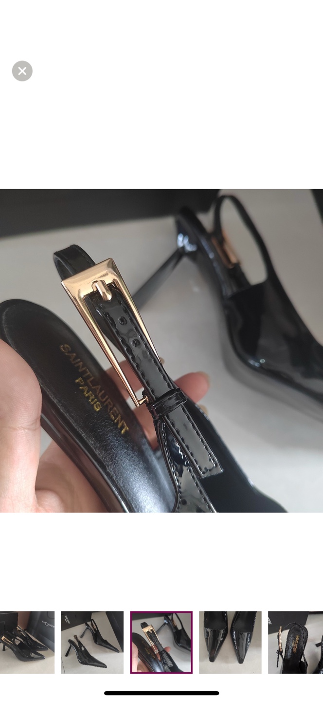 Saint Laurent Black Patent Leather Slingback Heels - photo 3