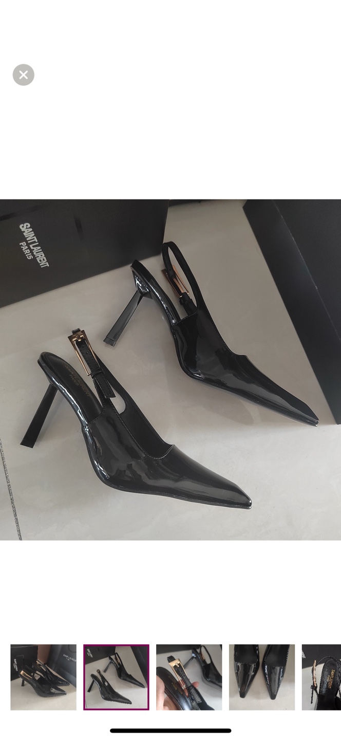 Saint Laurent Black Patent Leather Slingback Heels - photo 4