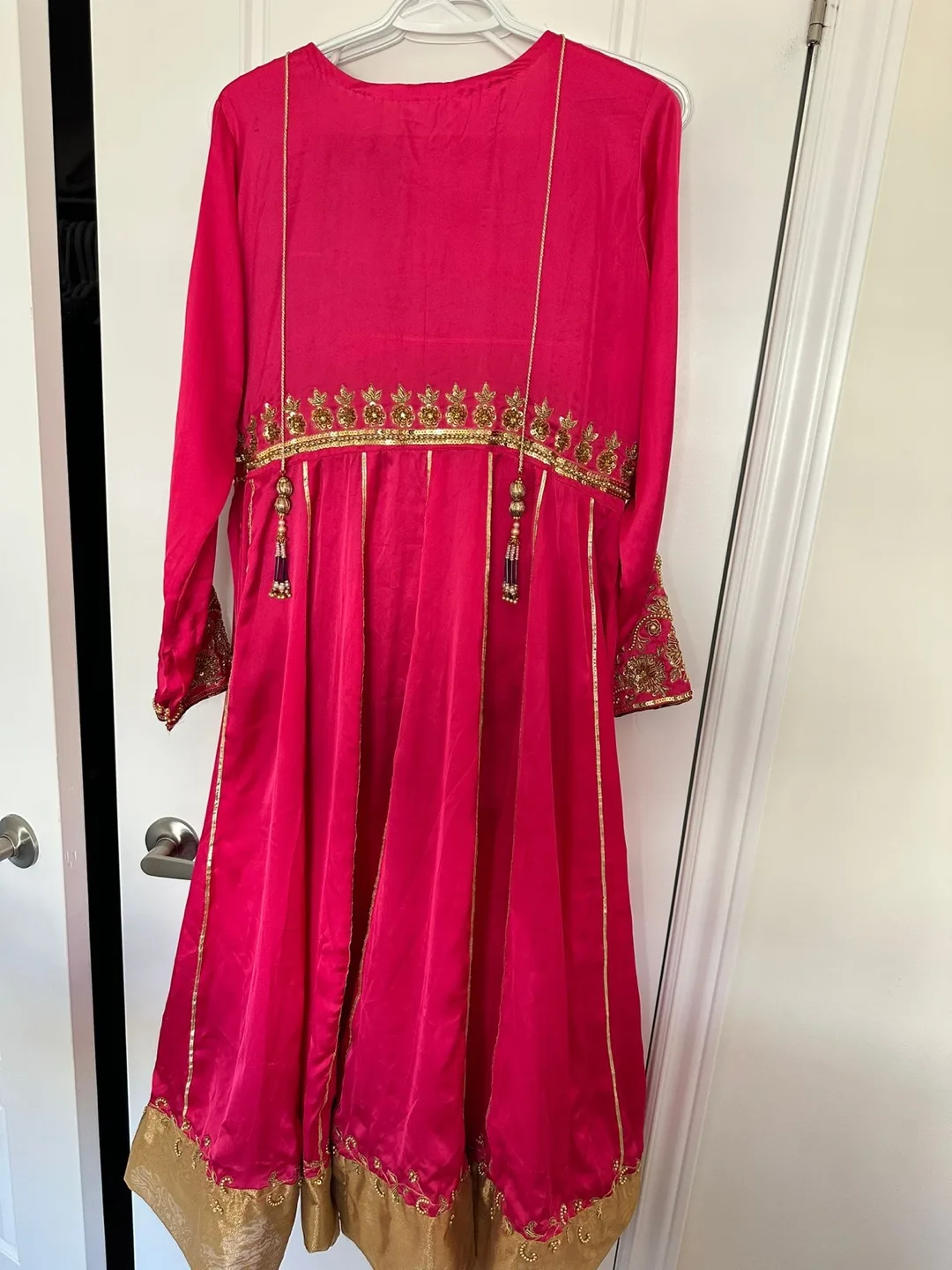 Pink & Gold Embroidered Anarkali Dress image indicator(3)