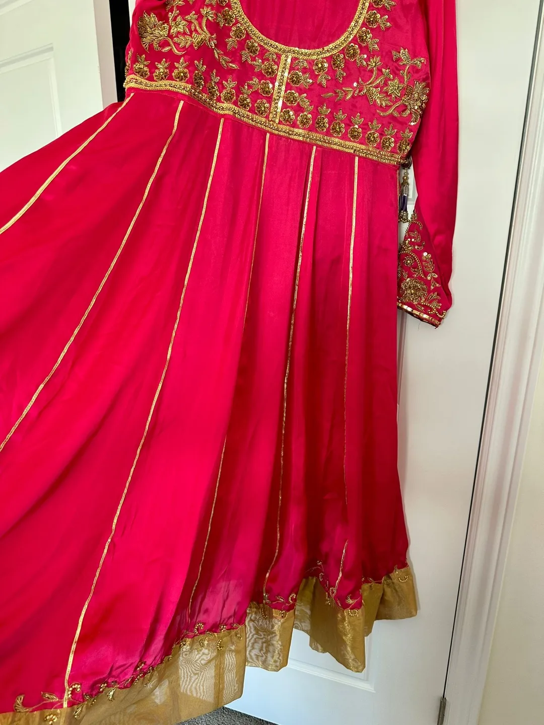 Pink & Gold Embroidered Anarkali Dress image indicator(4)