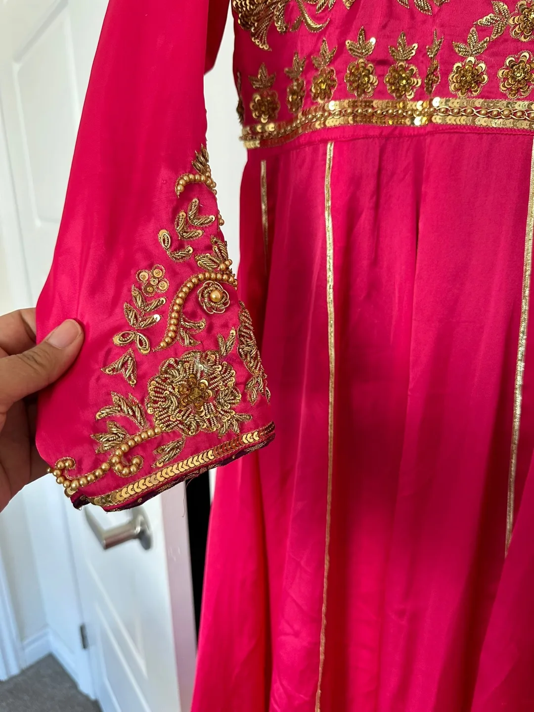 Pink & Gold Embroidered Anarkali Dress image indicator(5)