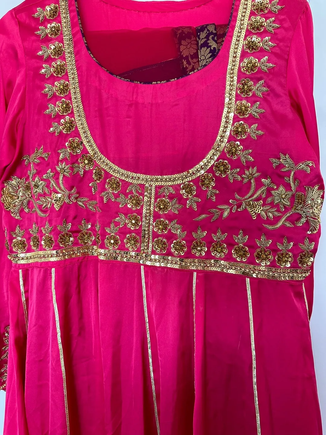Pink & Gold Embroidered Anarkali Dress image indicator(2)