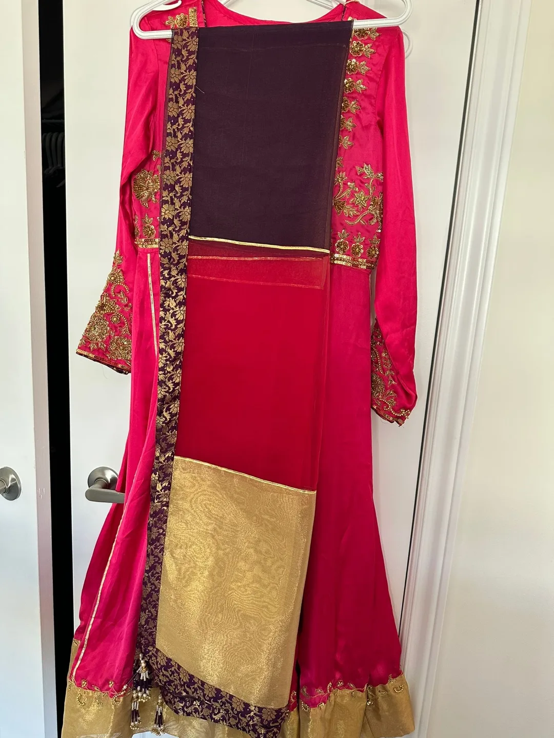 Pink & Gold Embroidered Anarkali Dress image indicator(6)