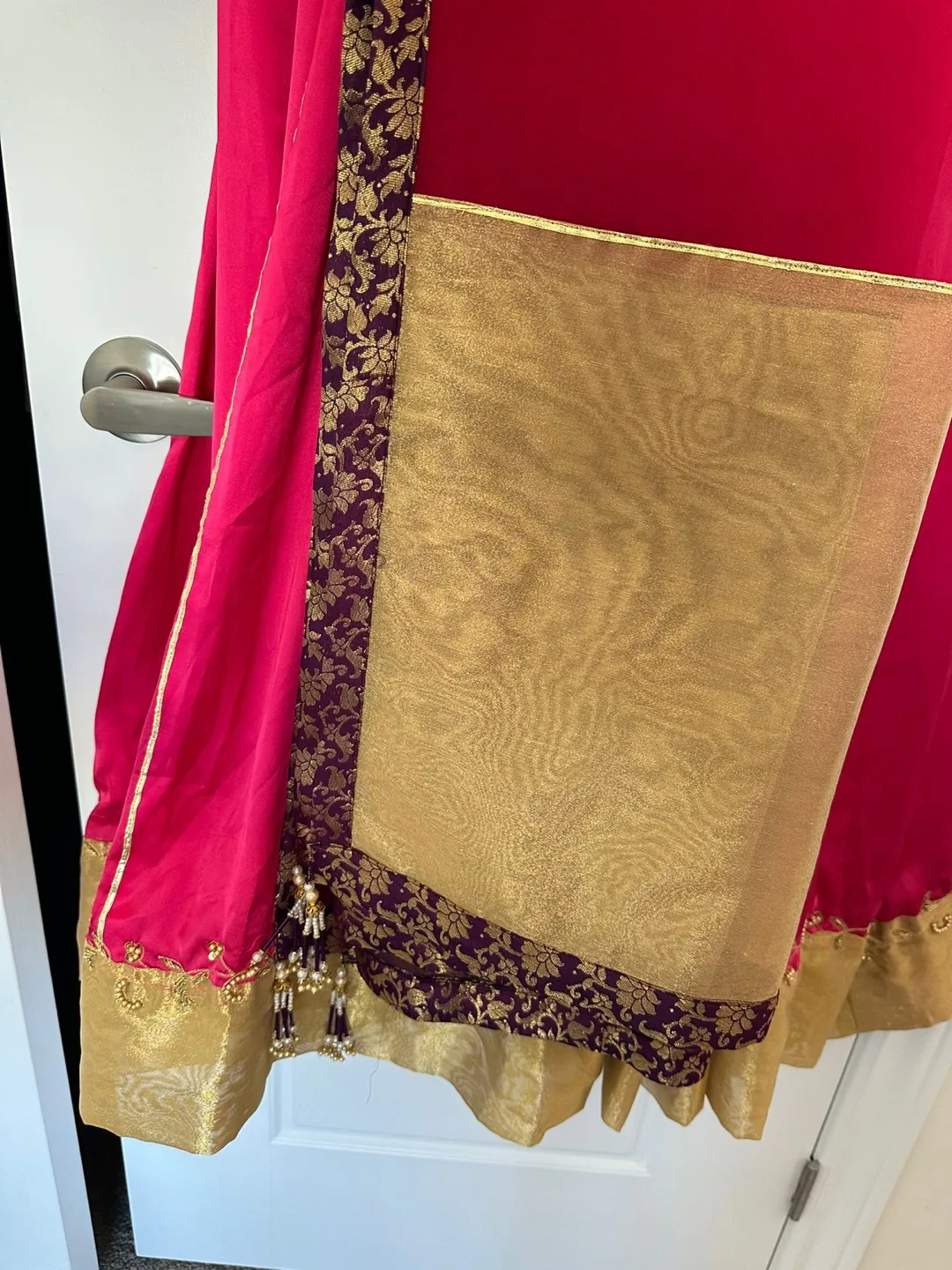 Pink & Gold Embroidered Anarkali Dress image indicator(8)