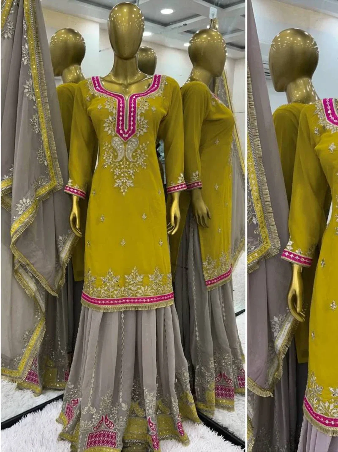 Beautiful mustard colour sharara suit for wedding