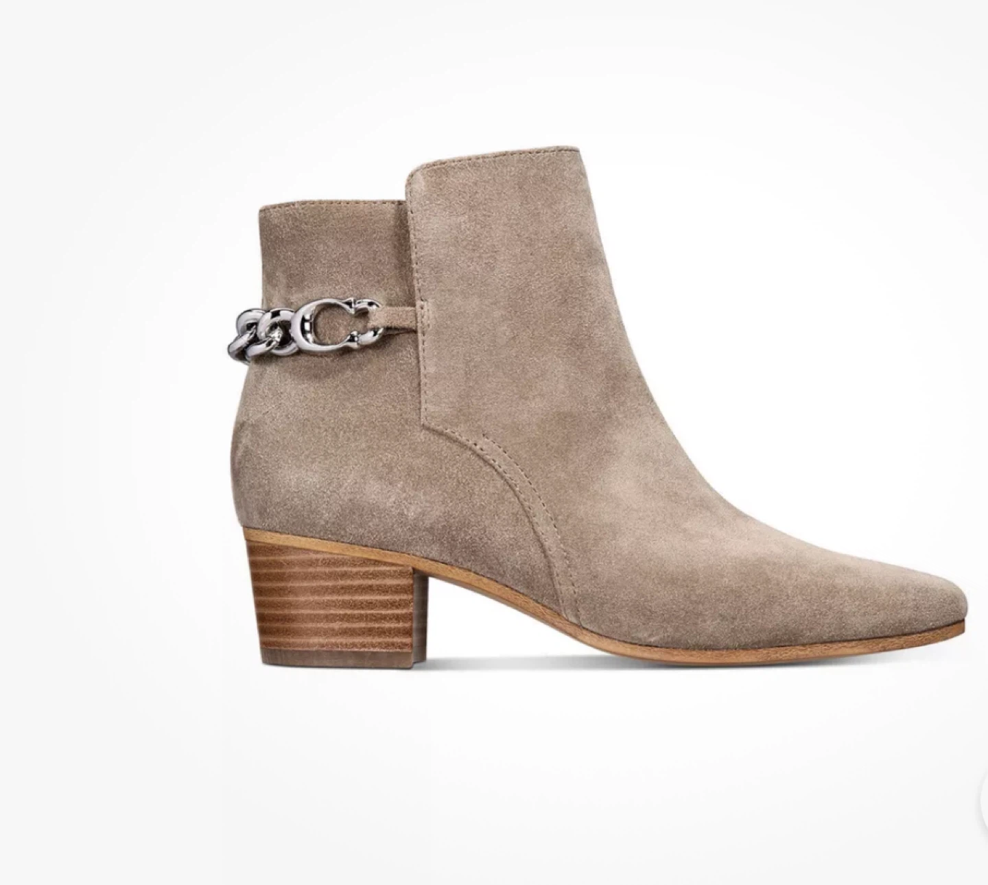 Coach Suede Chain Ankle Boots - Size 5.5 🥕