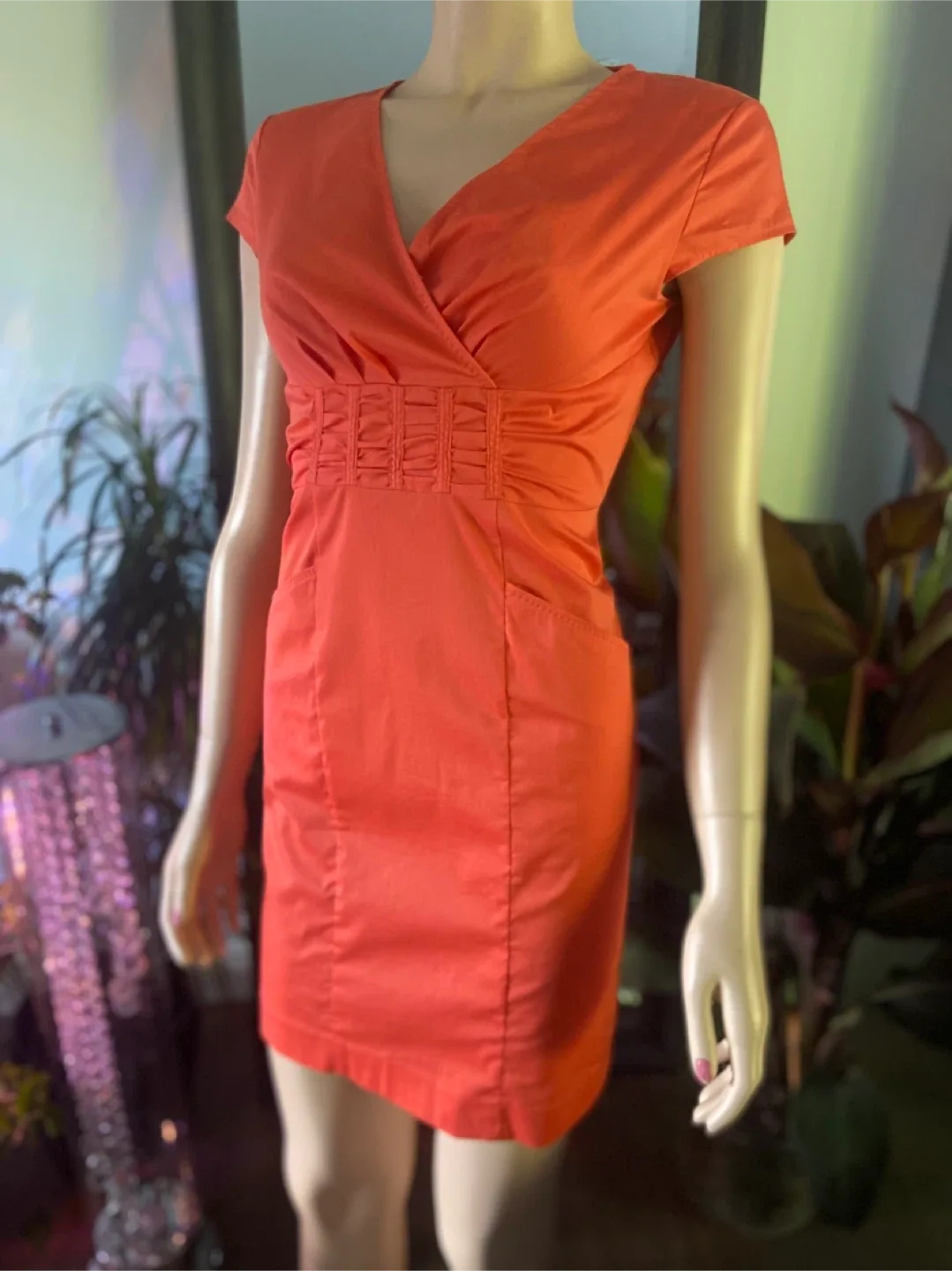 🥕NEW Jones New York Orange Stretch  Casual Dress Petites Size 4 image indicator(4)