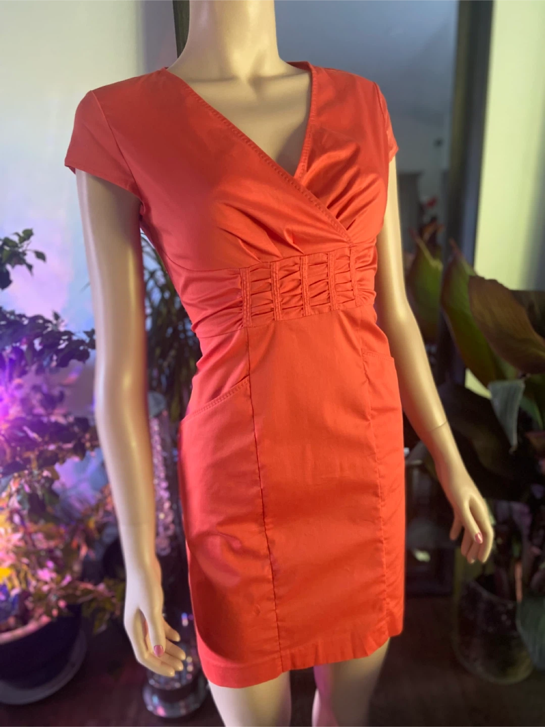 NWOT Jones New York Orange Stretch  Casual Dress Petites Size 4