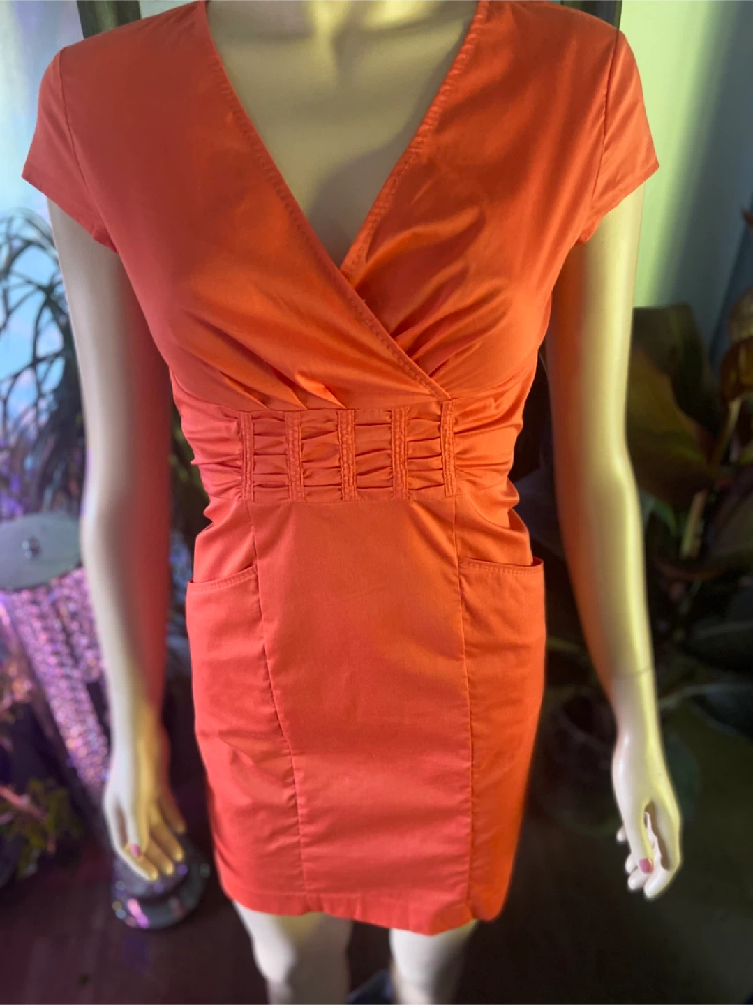 NWOT Jones New York Orange Stretch  Casual Dress Petites Size 4 - photo 3