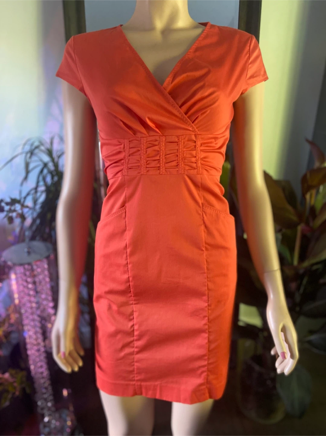 NWOT Jones New York Orange Stretch  Casual Dress Petites Size 4 - photo 2