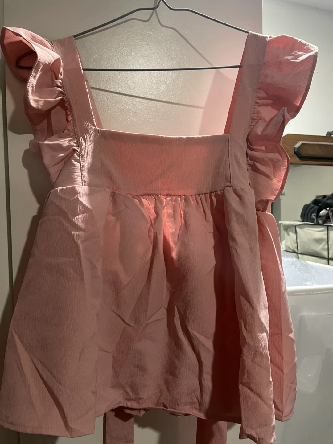 Pink Ruffle Sleeve Tie-Back Top - photo 5