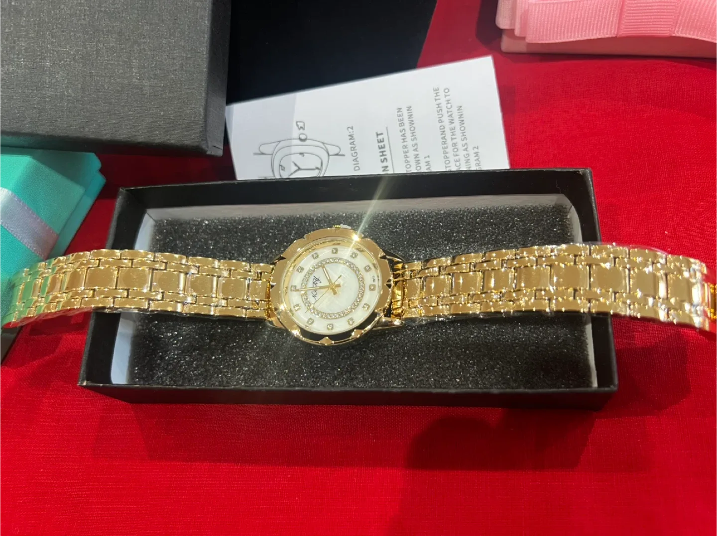 New Coppers Crystal Accented Gold Watch