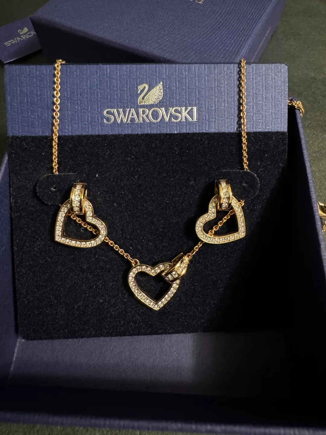 Swarovski Rose Gold Tone Heart Necklace & Earrings Set image indicator(2)