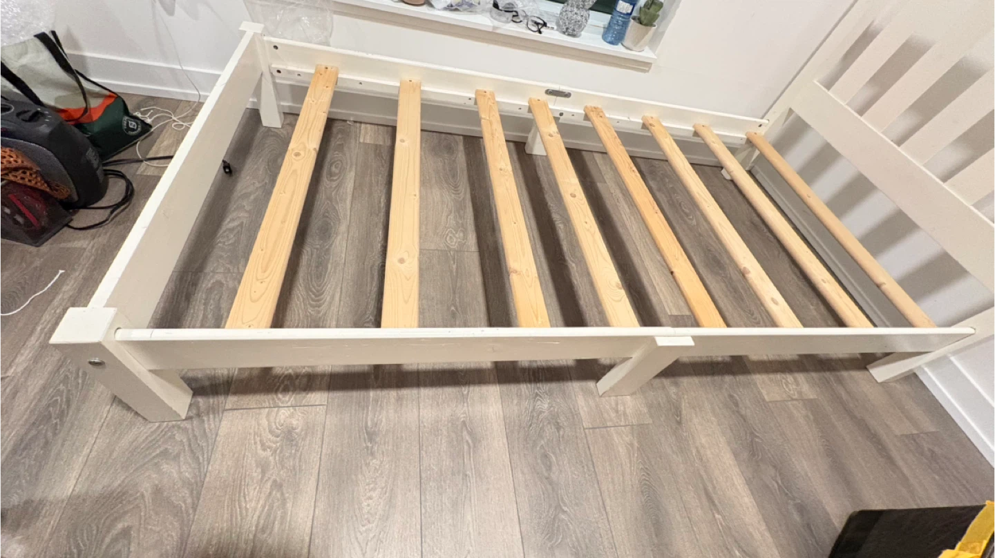 White Wood Bed Frame - photo 4