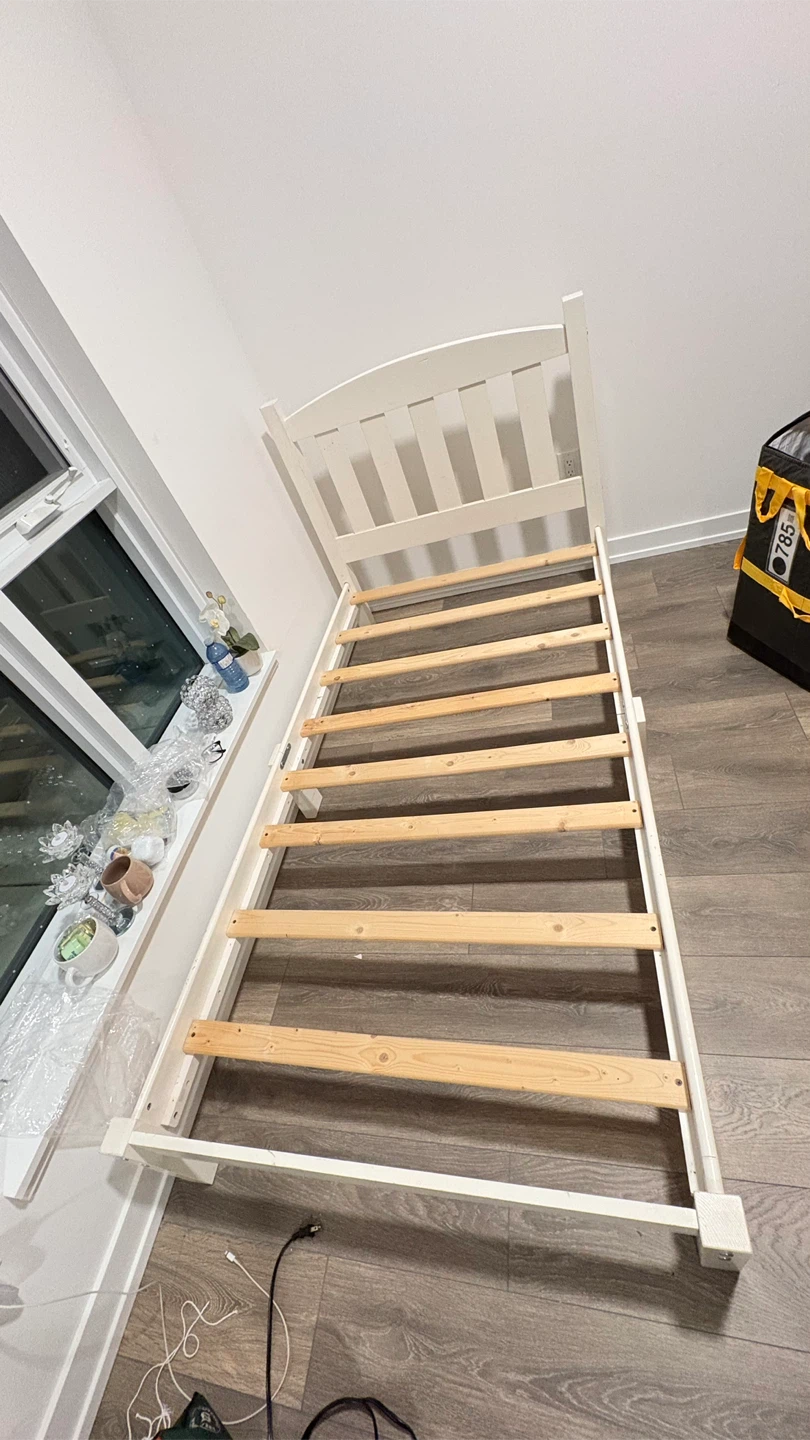 White Wood Bed Frame - photo 2