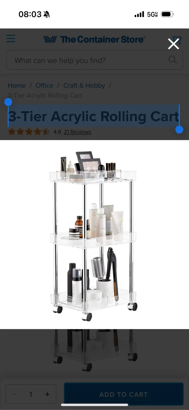 🥕 3-Tier Acrylic Rolling Cart container store thumbnail
