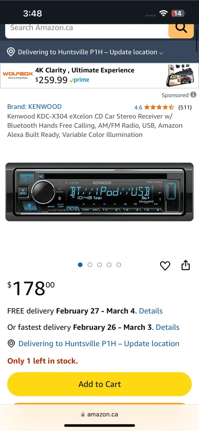 Kenwood KDC-X303 eXcelon CD Car Stereo Receiver image indicator(6)
