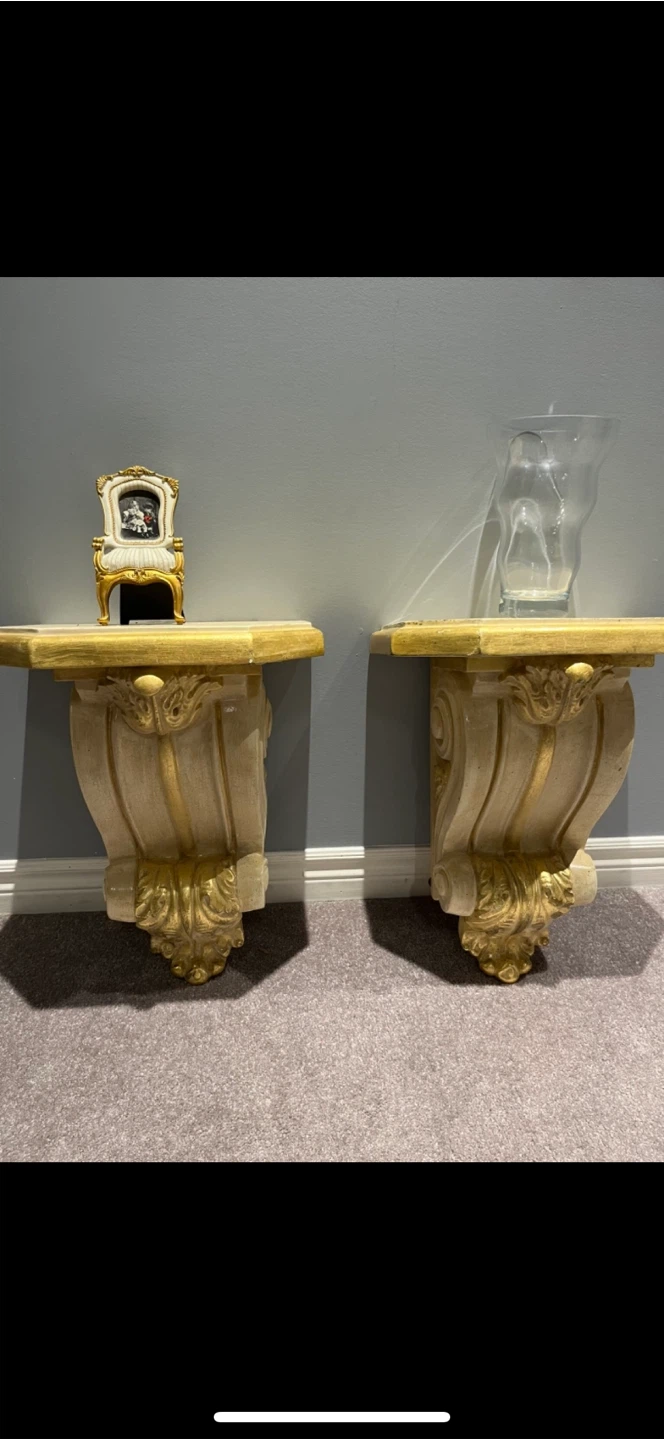 Ornate Wall Shelf Pair