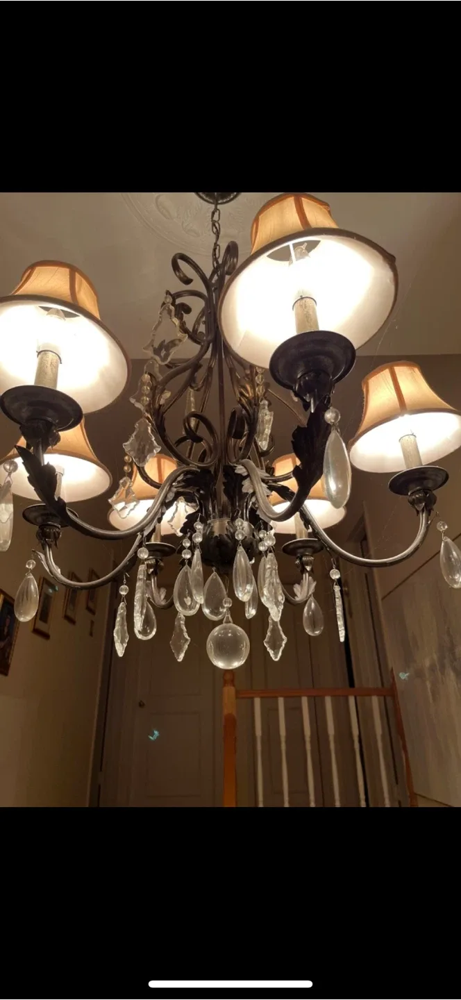 Chandelier with Shades and Crystal Drops image indicator(3)