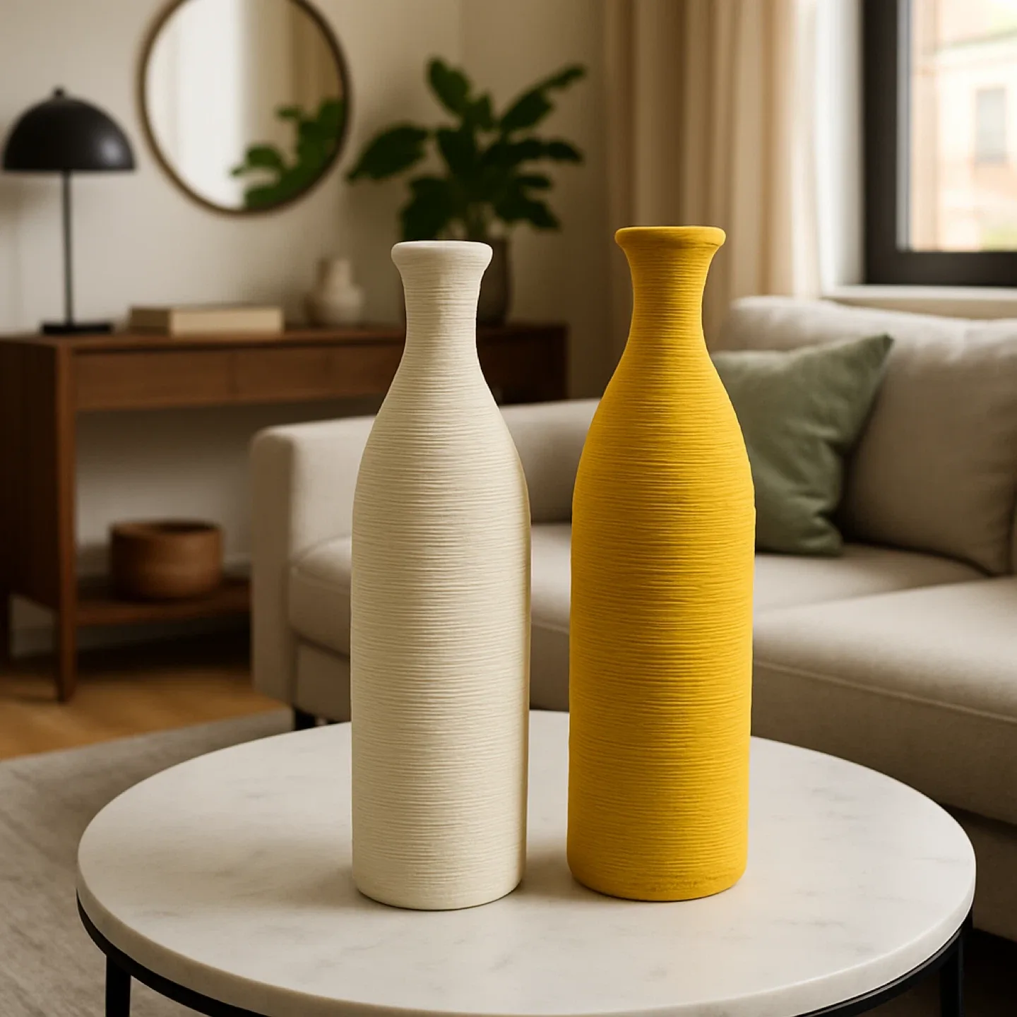 Two Decorative Vases - Yellow & Beige image indicator(3)