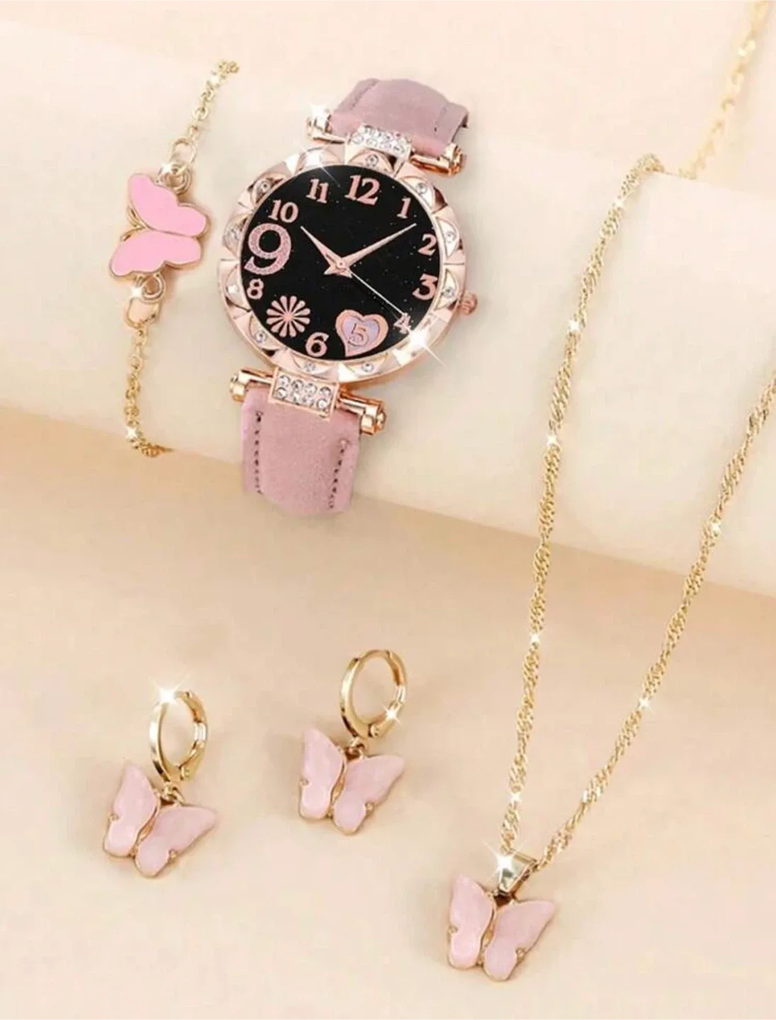 Ladies' Watch, Necklace, Bracelet, and Earrings Set