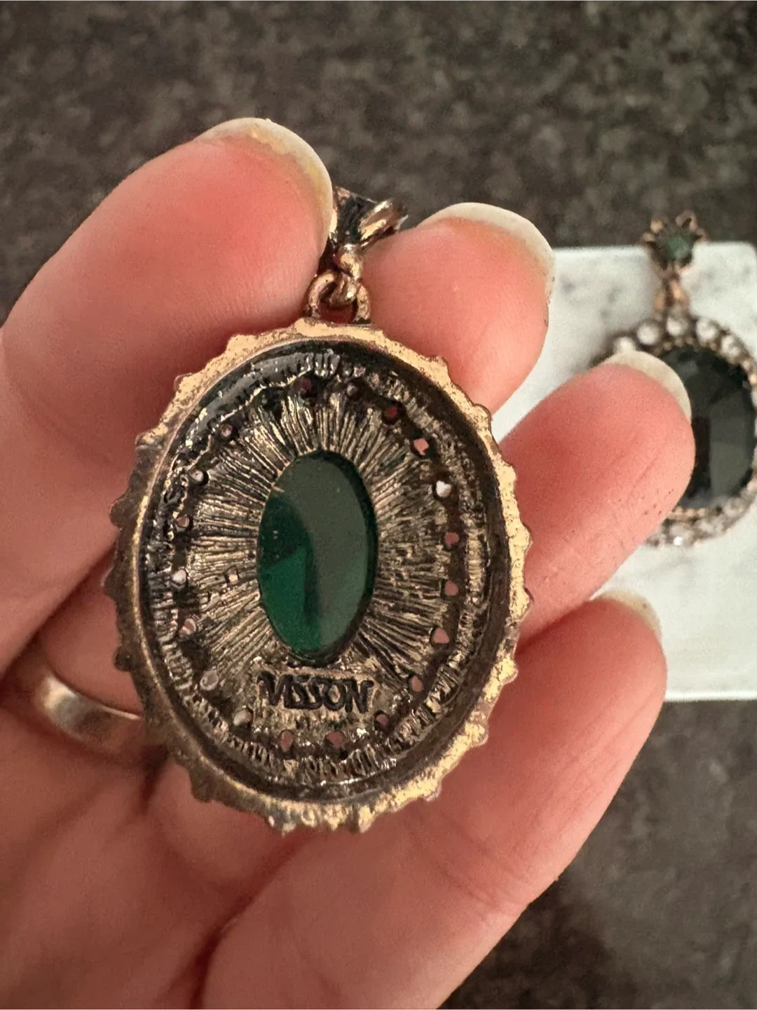 Earrings and Pendant Set - Green Stone image indicator(9)