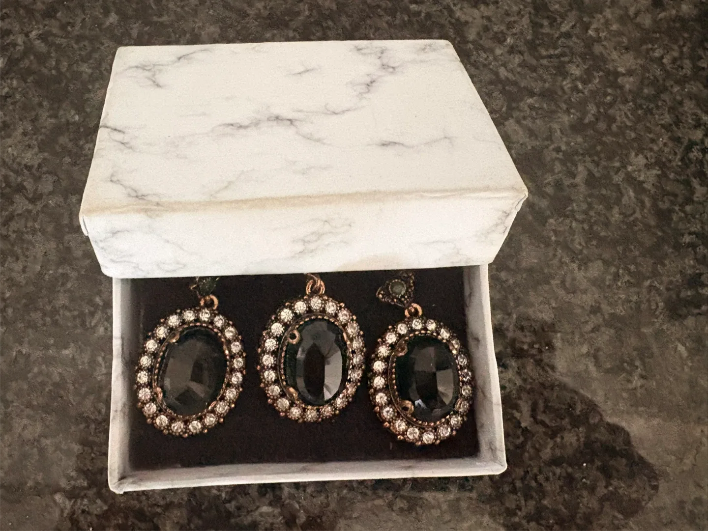 Earrings and Pendant Set - Green Stone image indicator(4)