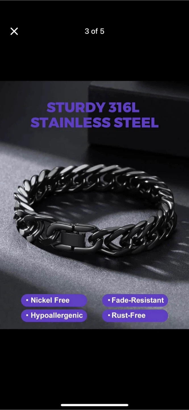 Black Stainless Steel Chain Bracelet - photo 4