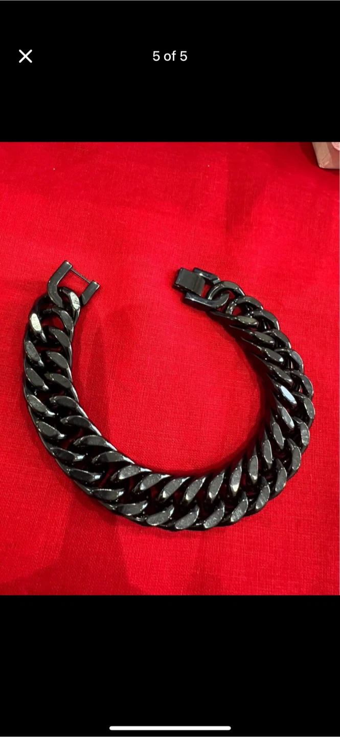 Black Stainless Steel Chain Bracelet - photo 2