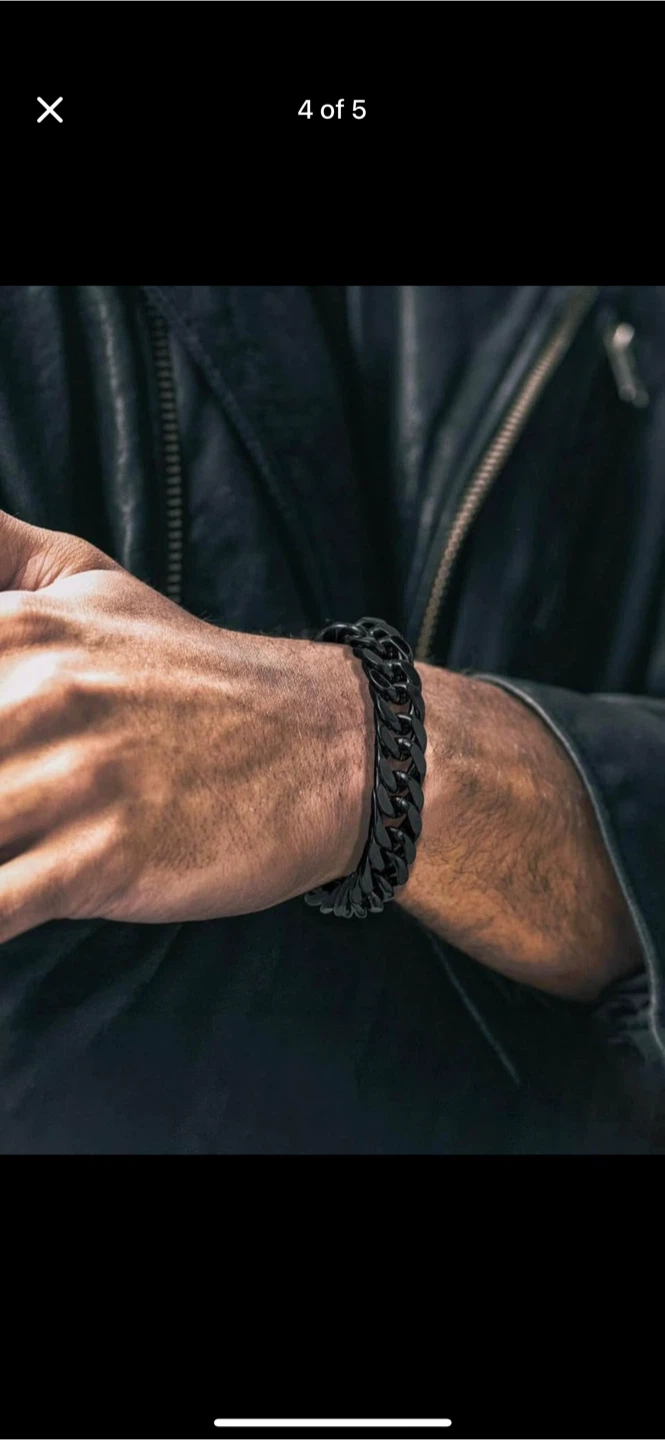 Black Stainless Steel Chain Bracelet - photo 3