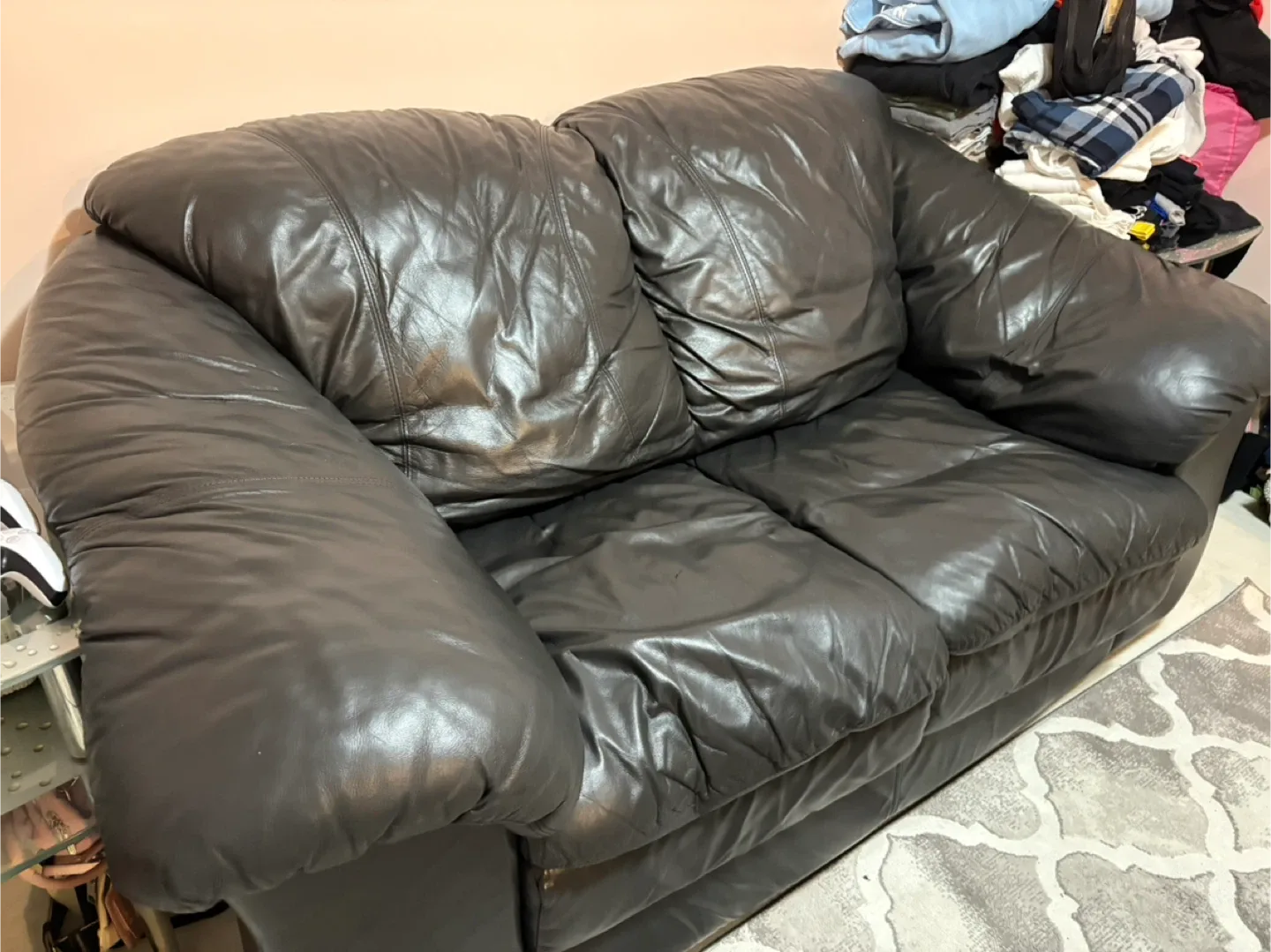 Real Leather Loveseat - Black image indicator(3)