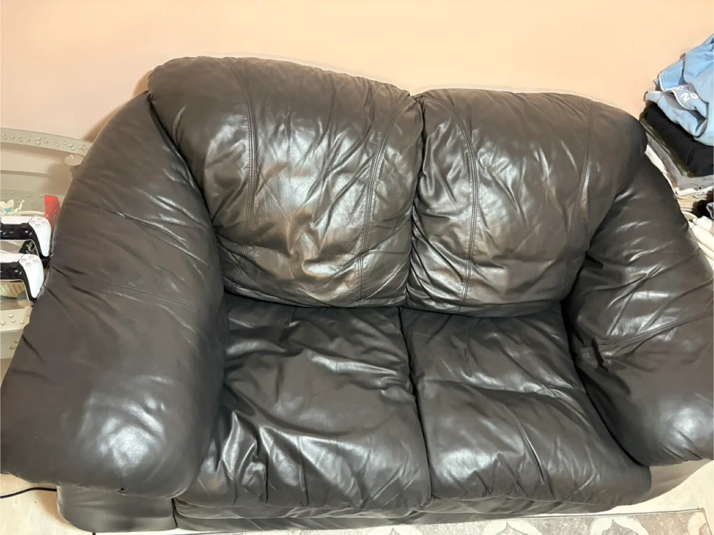 Real Leather Loveseat - Black image indicator(2)
