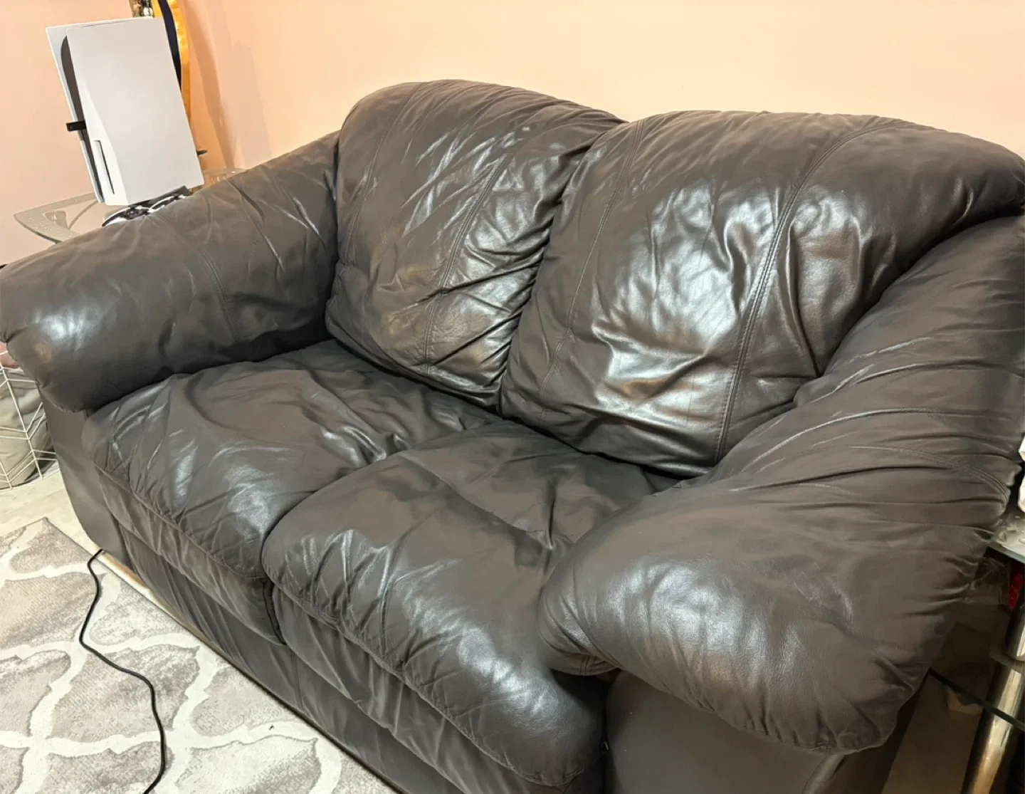 Real Leather Loveseat - Black image indicator(5)