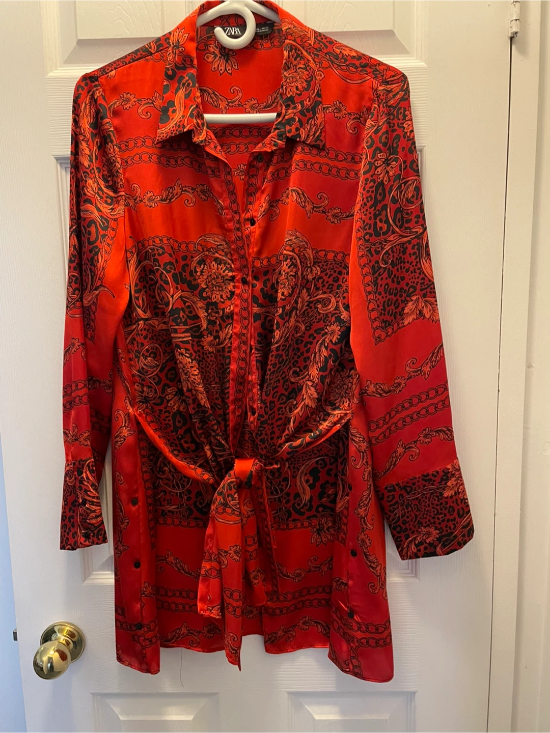Zara Red Patterned Dress - Size L - photo 2