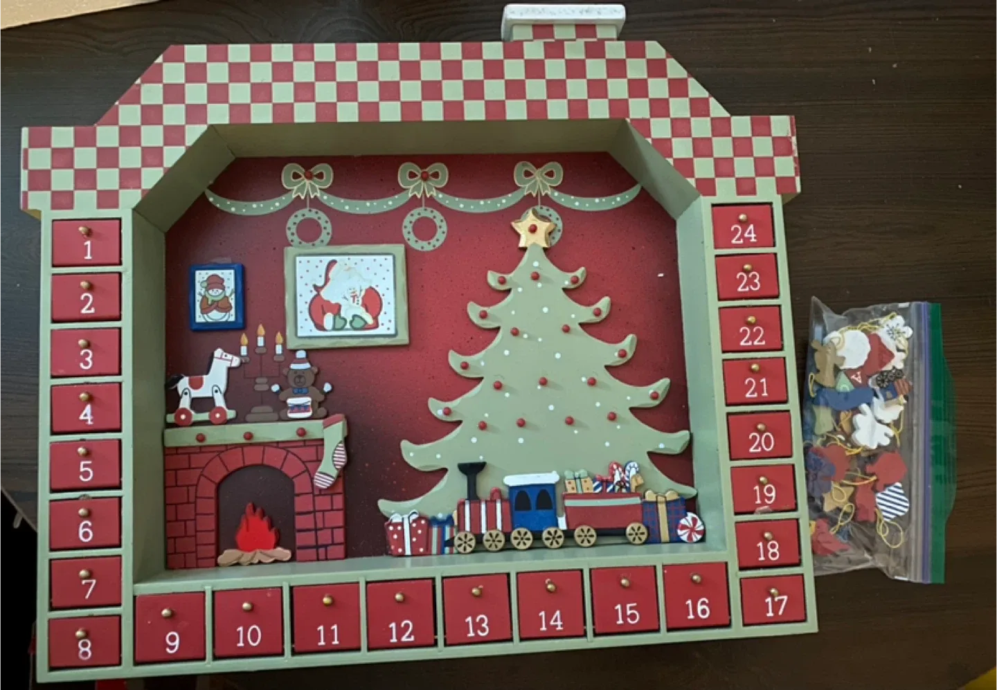 Santa's House Advent Calendar with 24 Ornaments thumbnail