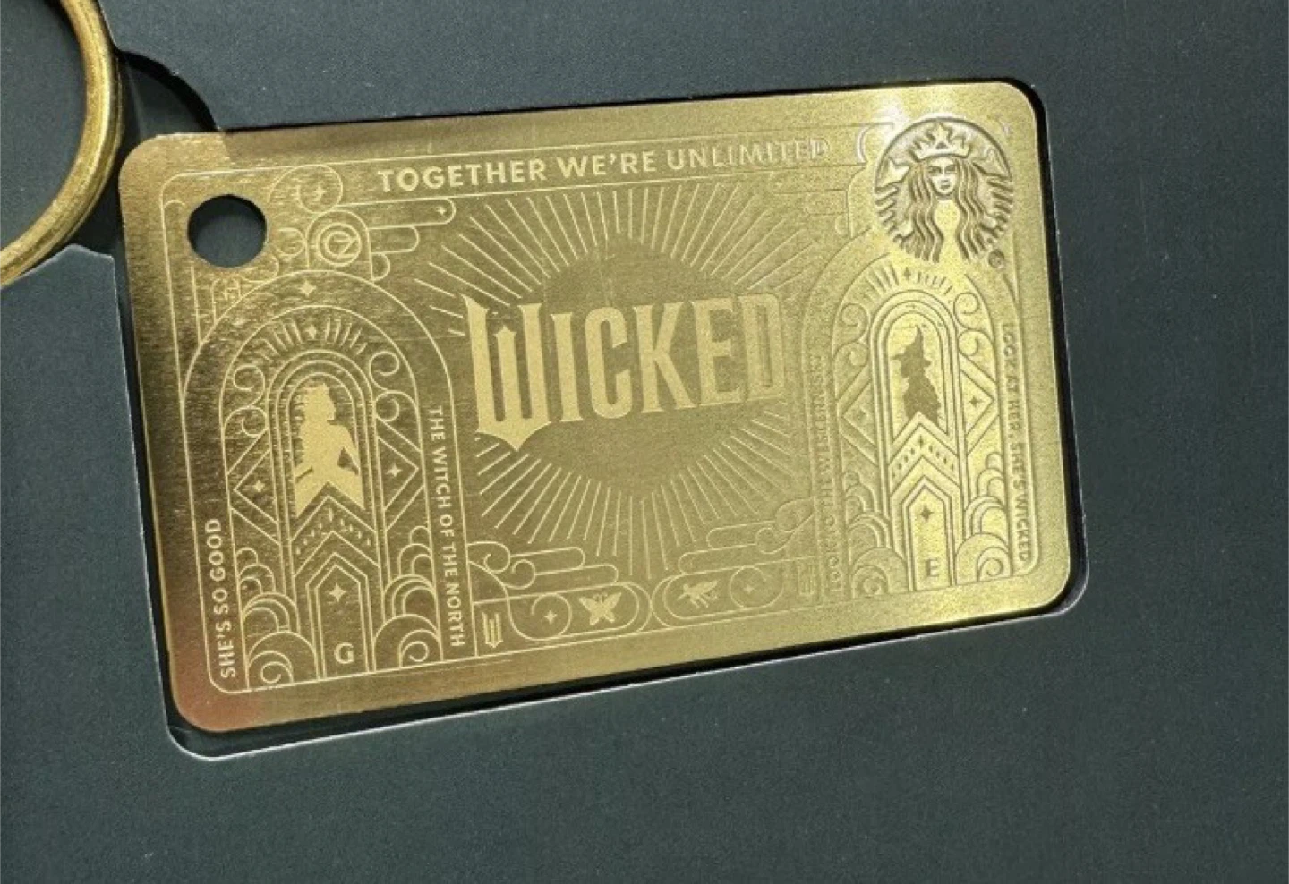 Limited-Edition Starbucks Wicked Gold Metal Keyright Card - New - photo 3