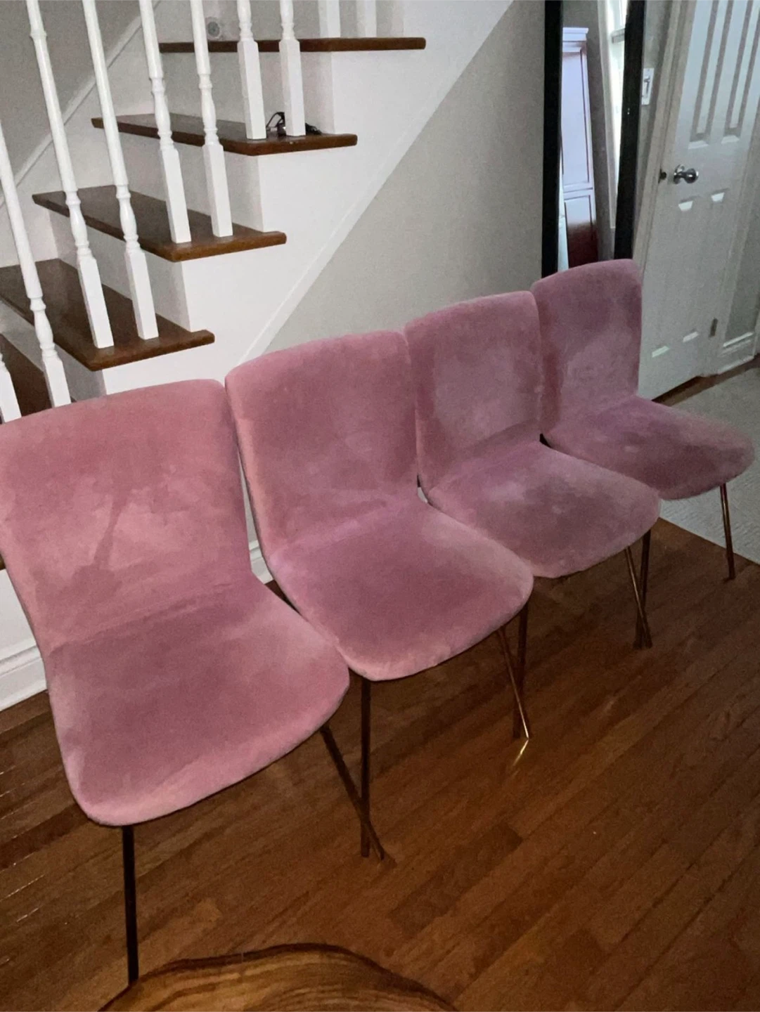 Four Pink Velvet Dining Chairs - photo 2