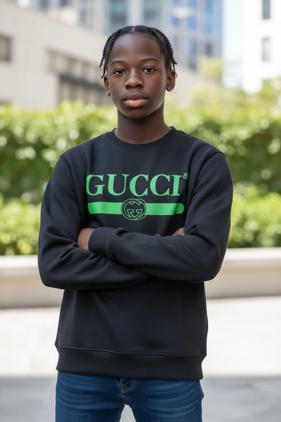 Gucci Black & Green Logo Sweatshirt - Size M