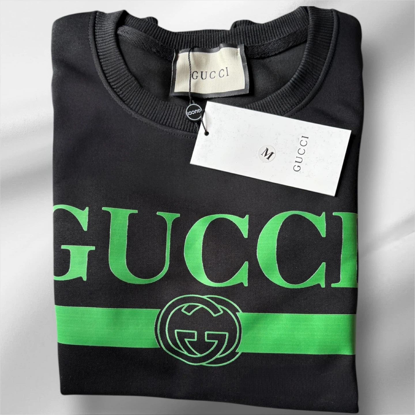 Gucci Black & Green Logo Sweatshirt - Size M - photo 2