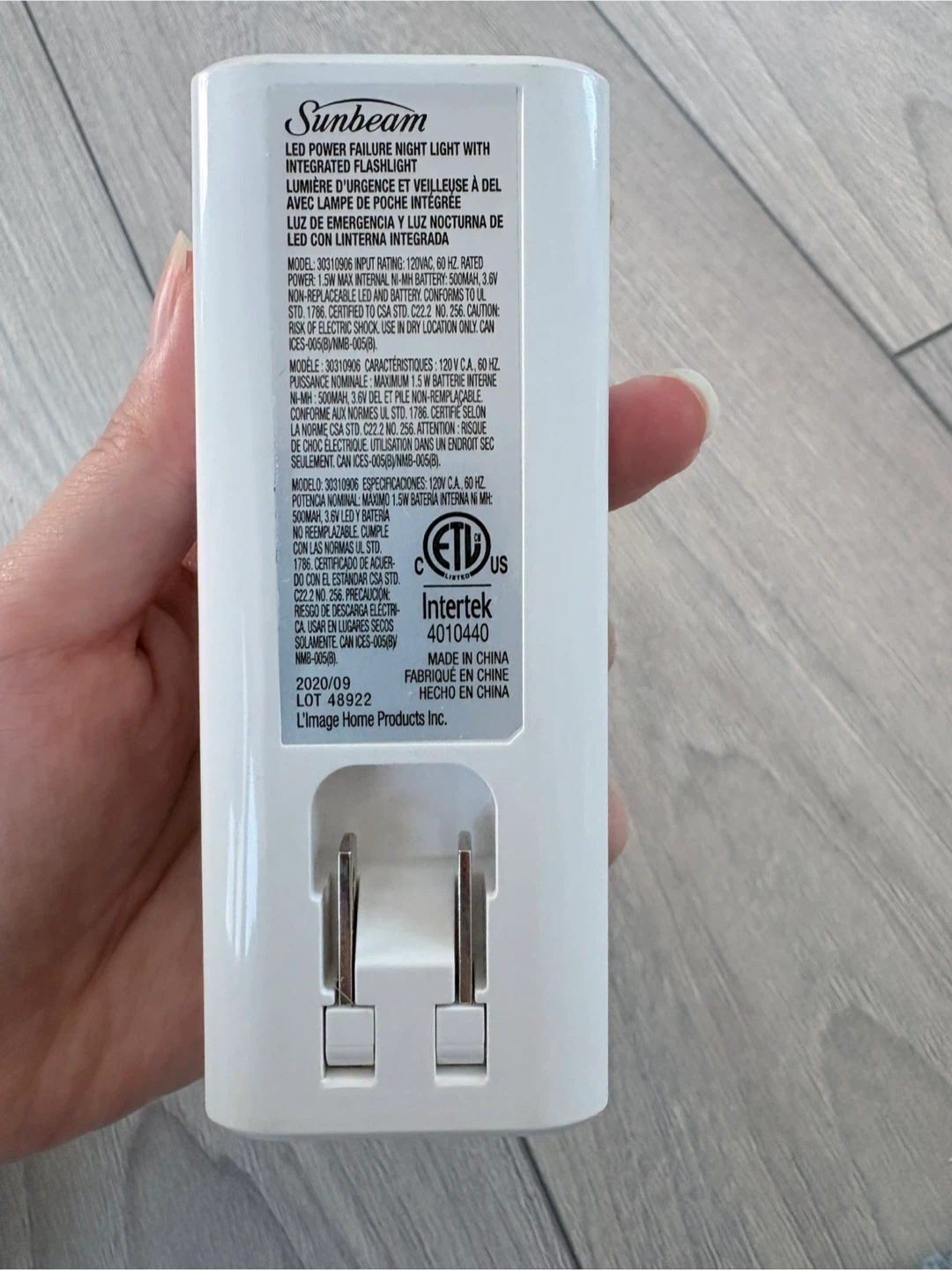 Sunbeam LED Power Failure Night Light w/ Flashlight - photo 2
