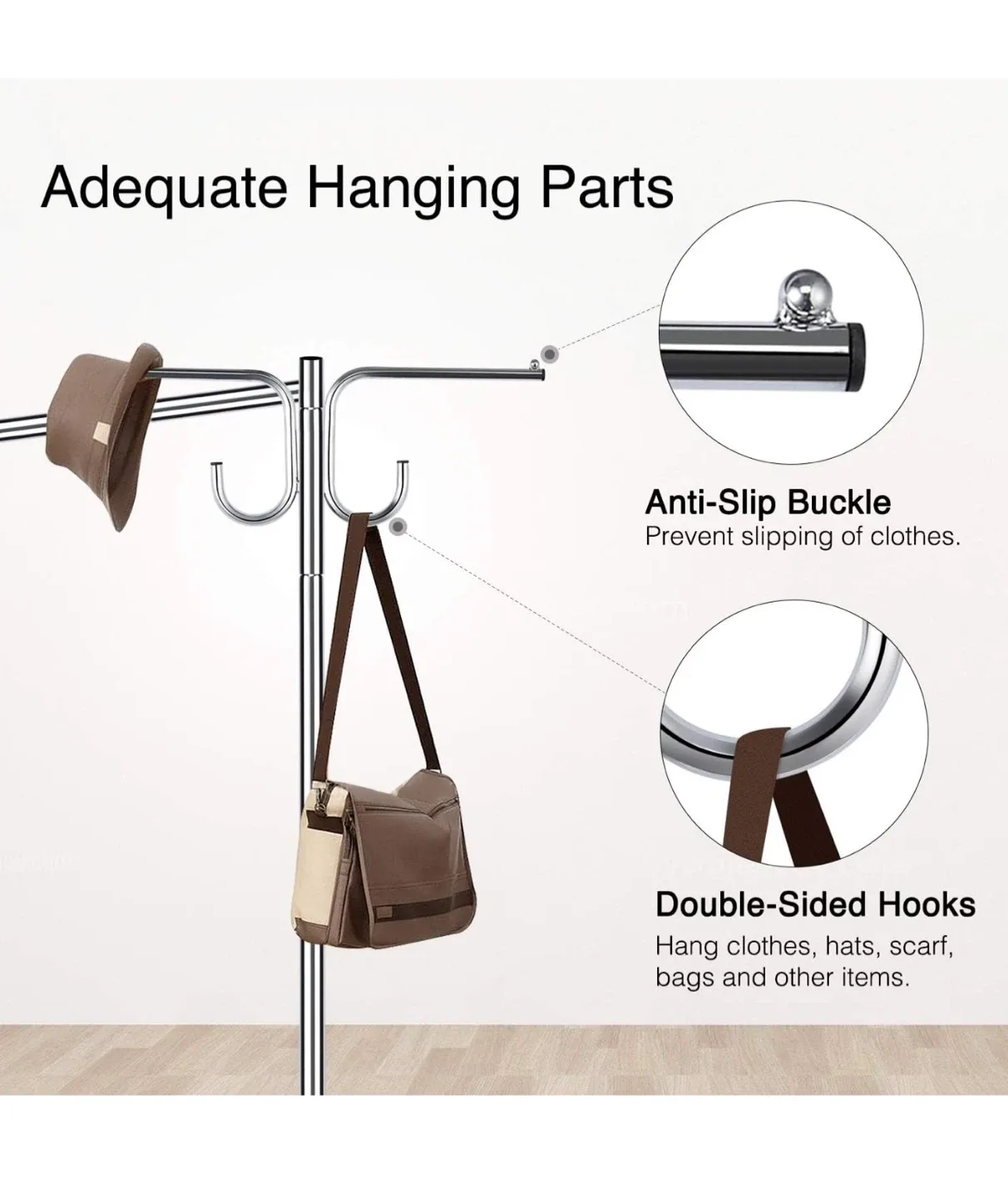 Rolling Garment Rack with Wheels total 2 pieces image indicator(3)