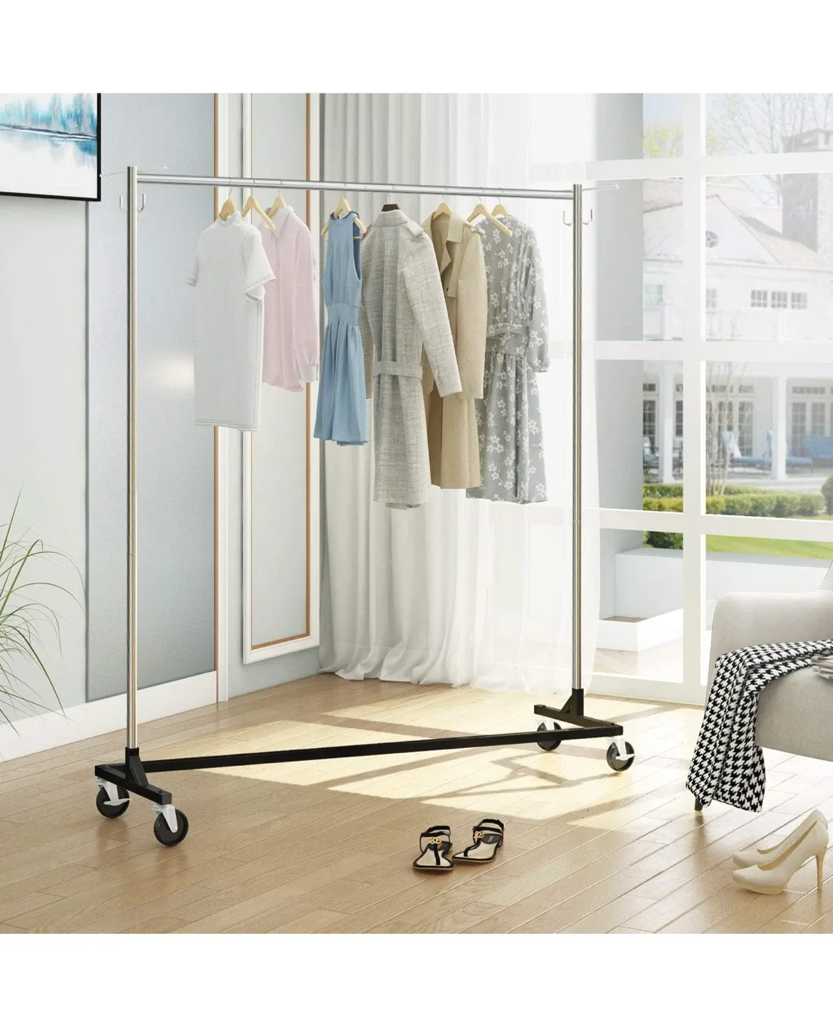 Rolling Garment Rack with Wheels total 2 pieces image indicator(5)