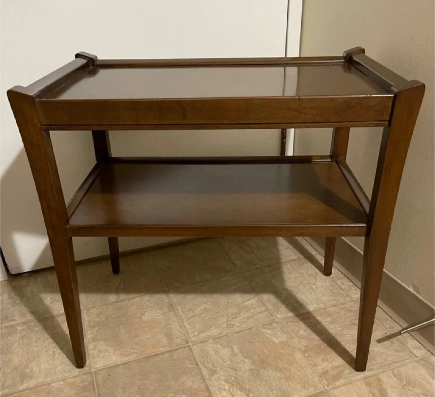 Solid Dark Brown Wooden Two-Tier End/Side Table image indicator(2)