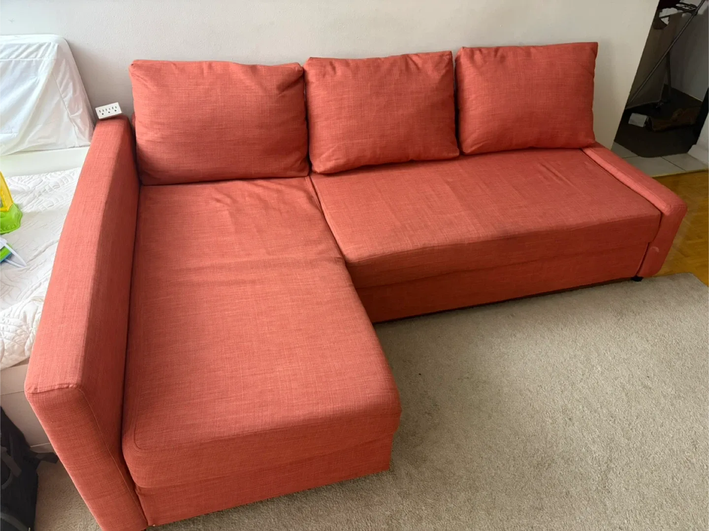Orange Sleeper Sofa with Chaise image indicator(2)